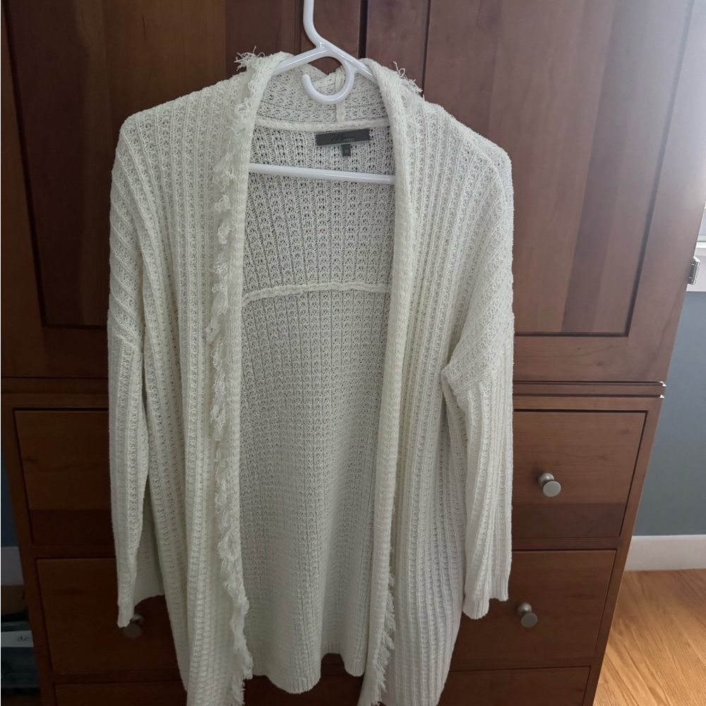 Women's White Open-Front Sweater